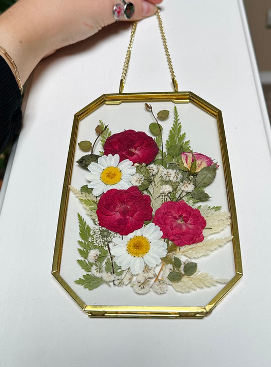 Floral Glass Frame Wall Hanging