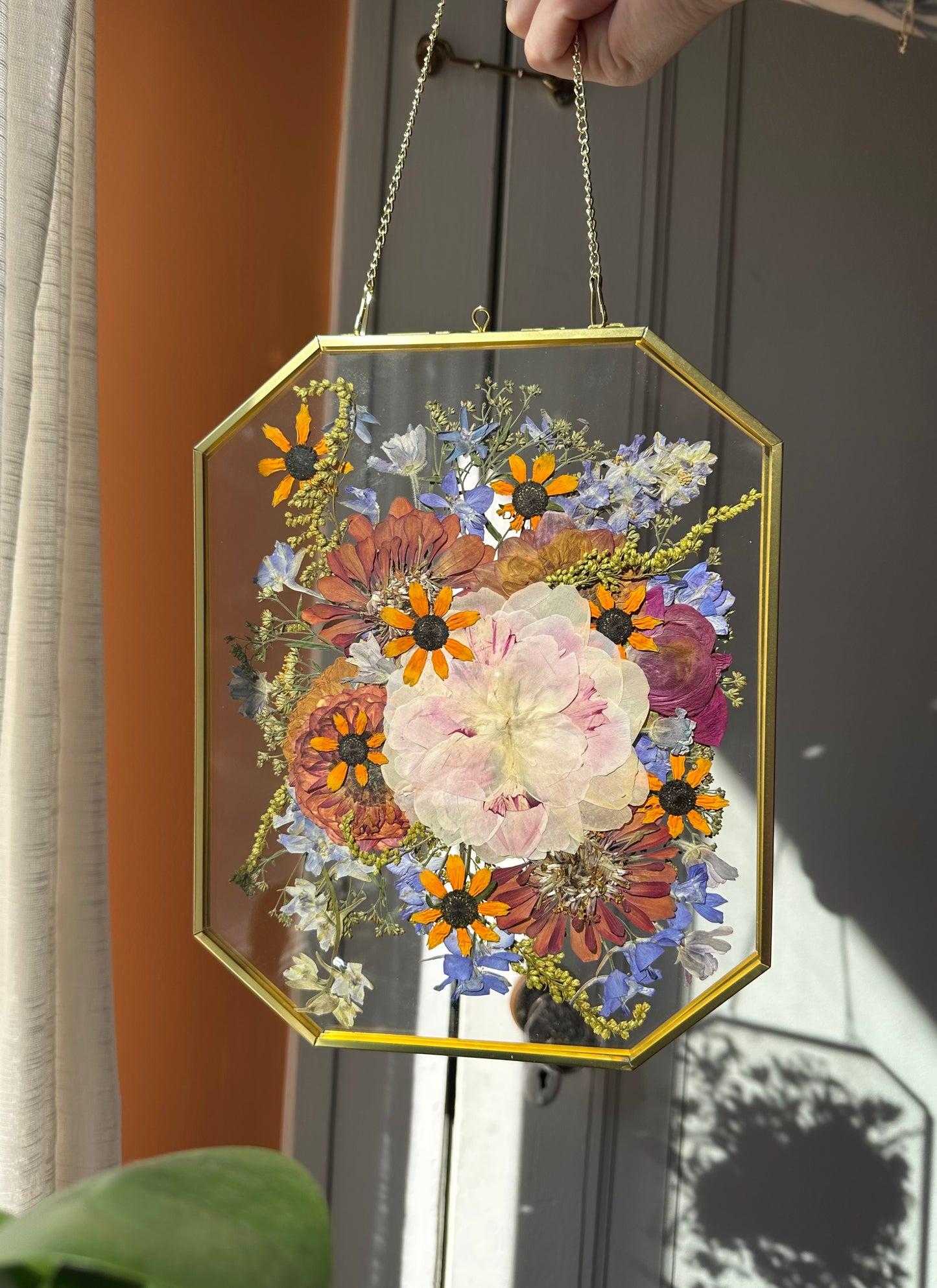 Floral Glass Frame Wall Hanging