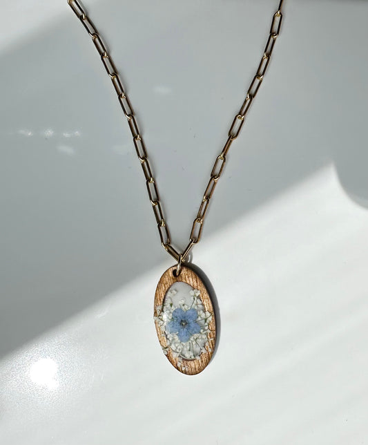 Wood Charm Gold-Filled Necklace