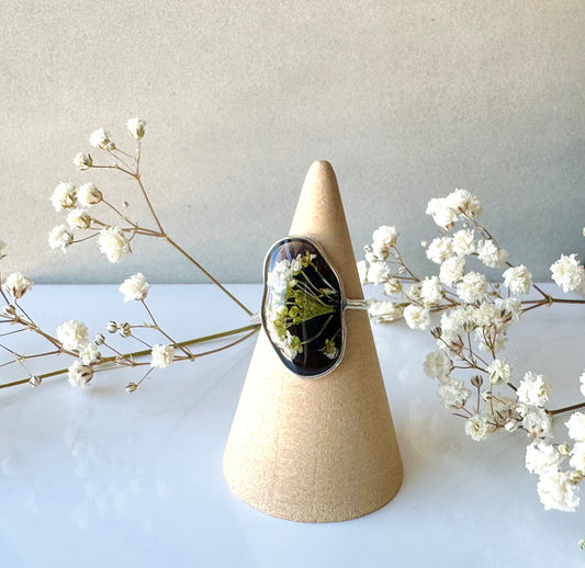 Sweet Alyssum Flower Ring, Size 7.5