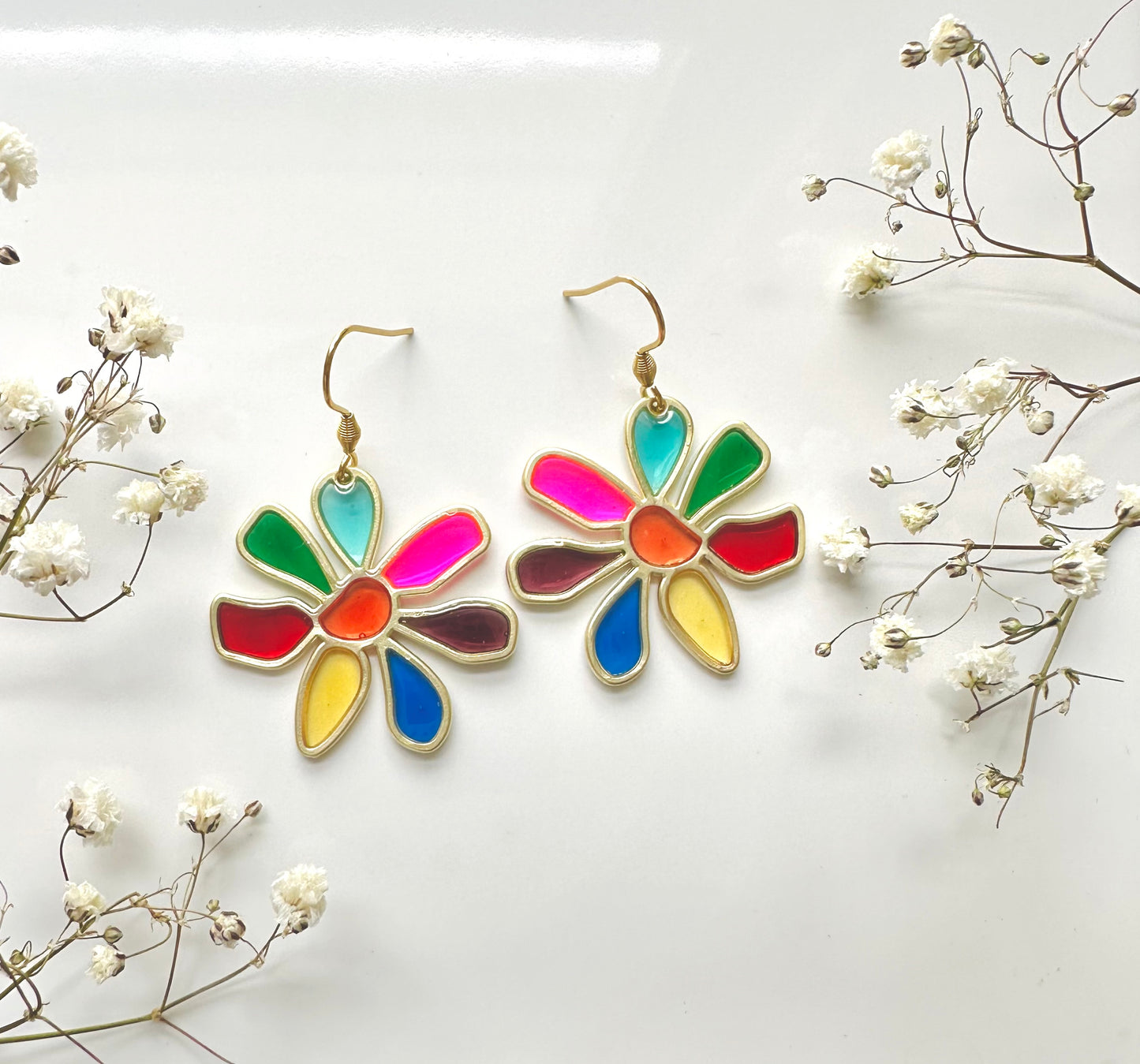 Rainbow "Stained Glass" Flowers