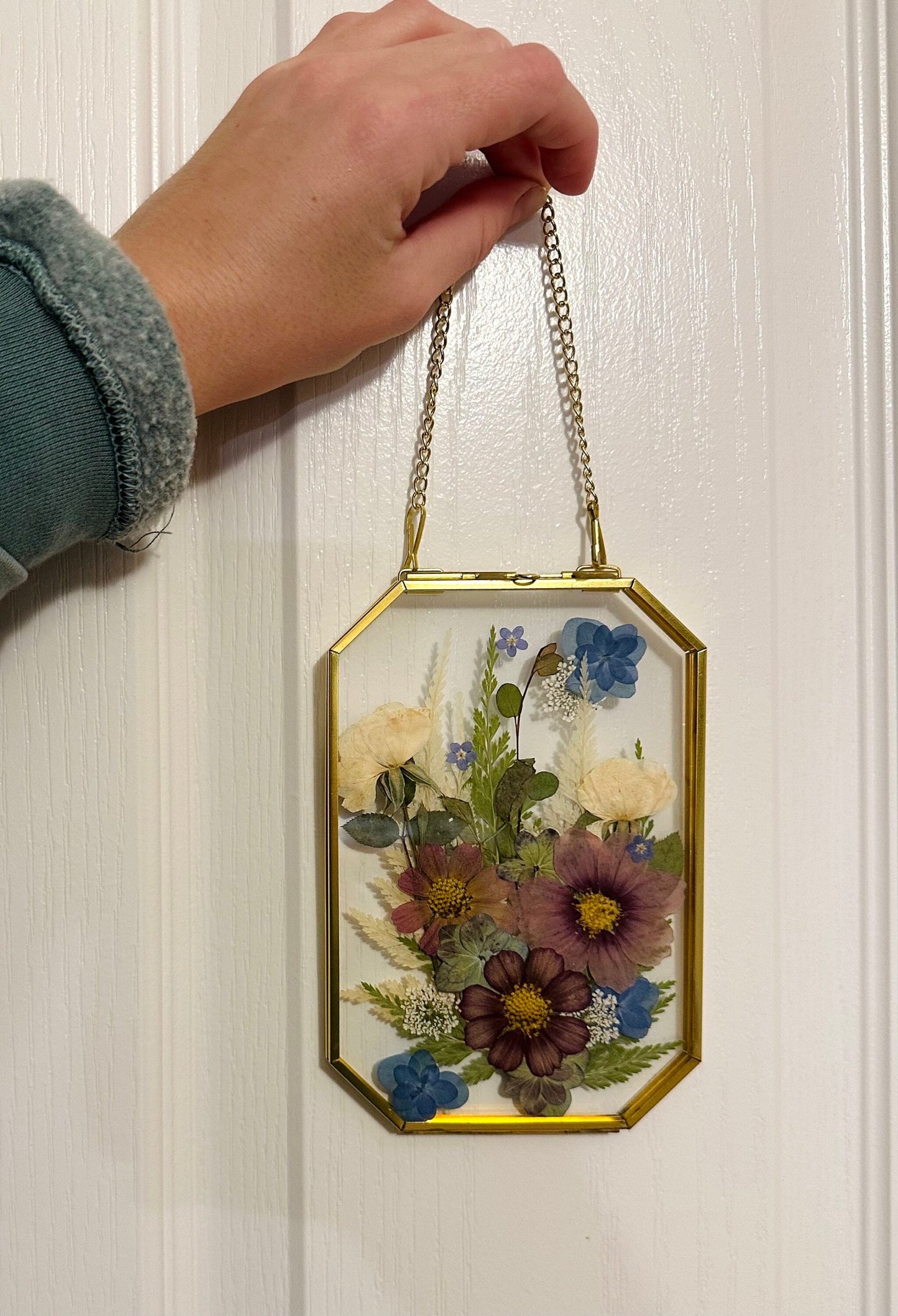 Floral Glass Frame Wall Hanging