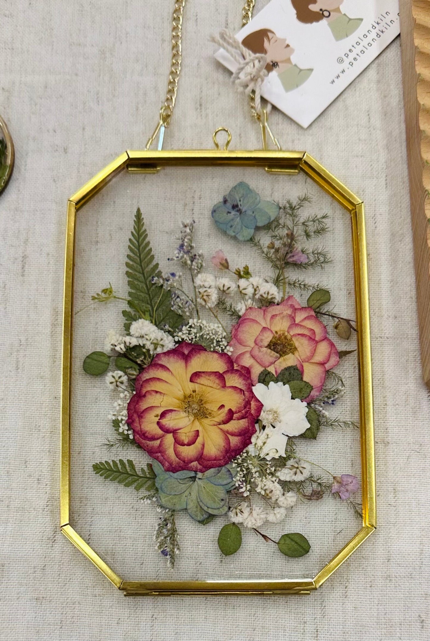 Floral Glass Frame Wall Hanging