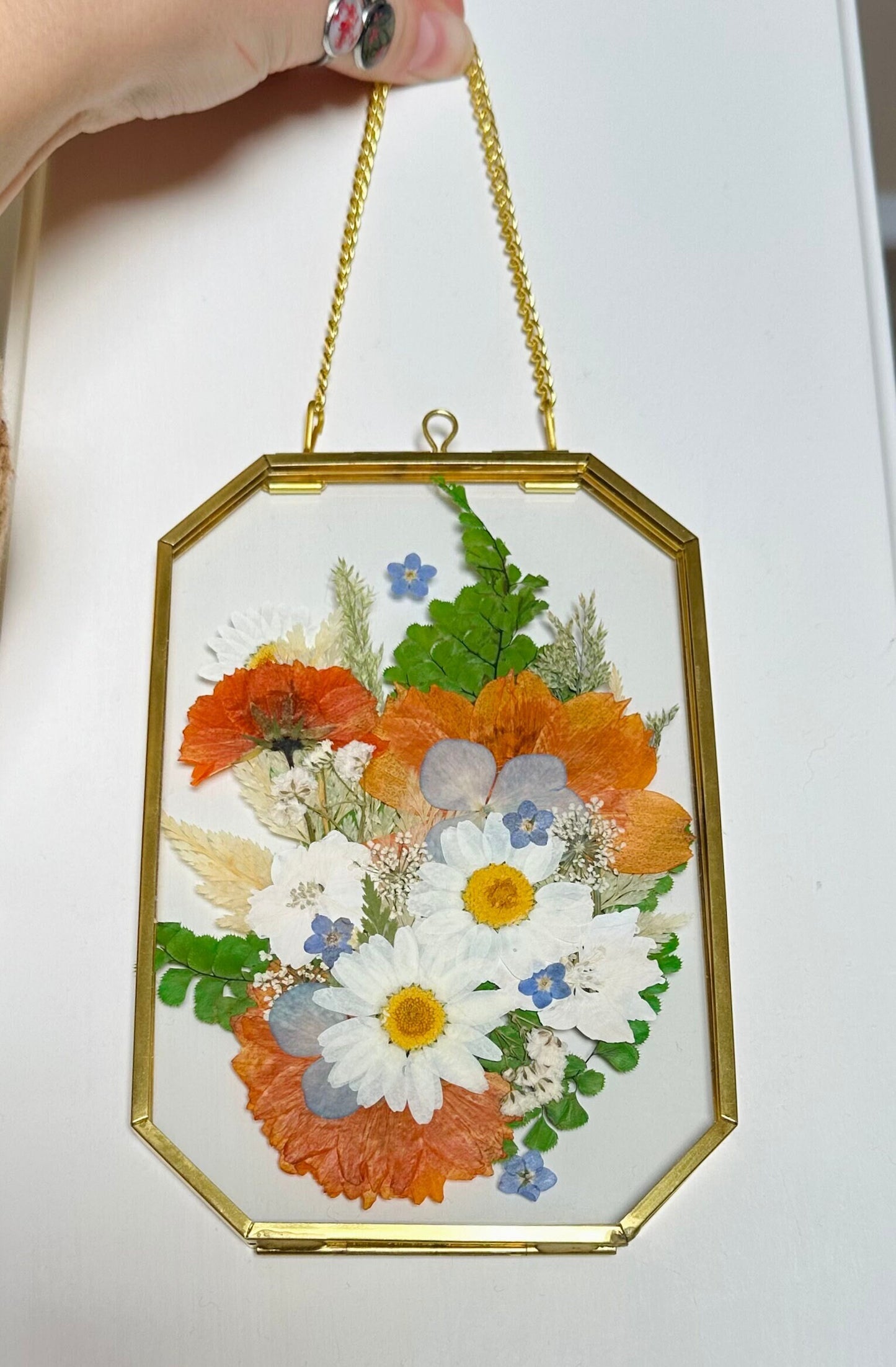 Floral Glass Frame Wall Hanging