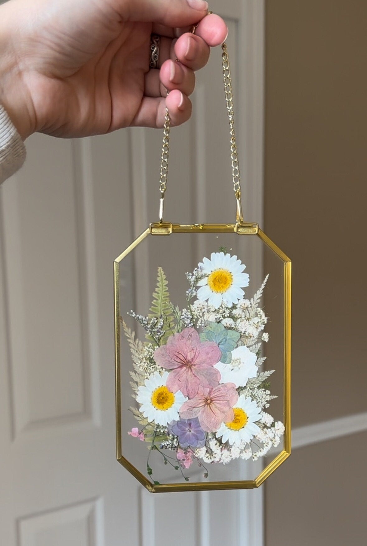 Floral Glass Frame Wall Hanging
